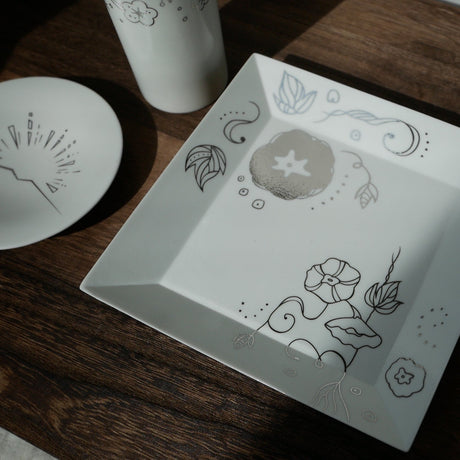 Kamigata Ryugi: Haiku Series Plate Set, Silver - yunomi-jp.pro