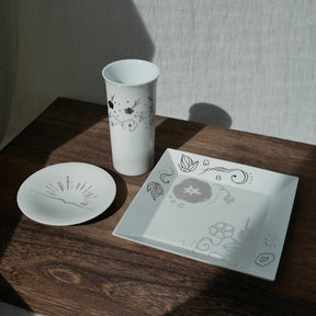 Kamigata Ryugi: Haiku Series Plate Set, Silver - yunomi-jp.pro