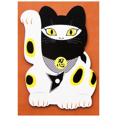 Muromachi Printing: Manekineko Ninja Cat Postcard - yunomi-jp.pro