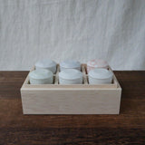 Yamani - Miyama Tableware: Sasasa Guinomi Shot Glass 6-Piece Set with Wooden Gift Box - yunomi-jp.pro
