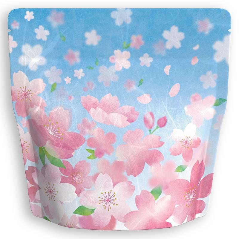 Yoshimura Pack 10132 Resealable Washi Paper Bag Sakura Blue Sky 雲竜ｱﾙﾐﾁｬｯｸ付ｽﾀﾝﾄﾞ袋 桜舞う - yunomi-jp.pro