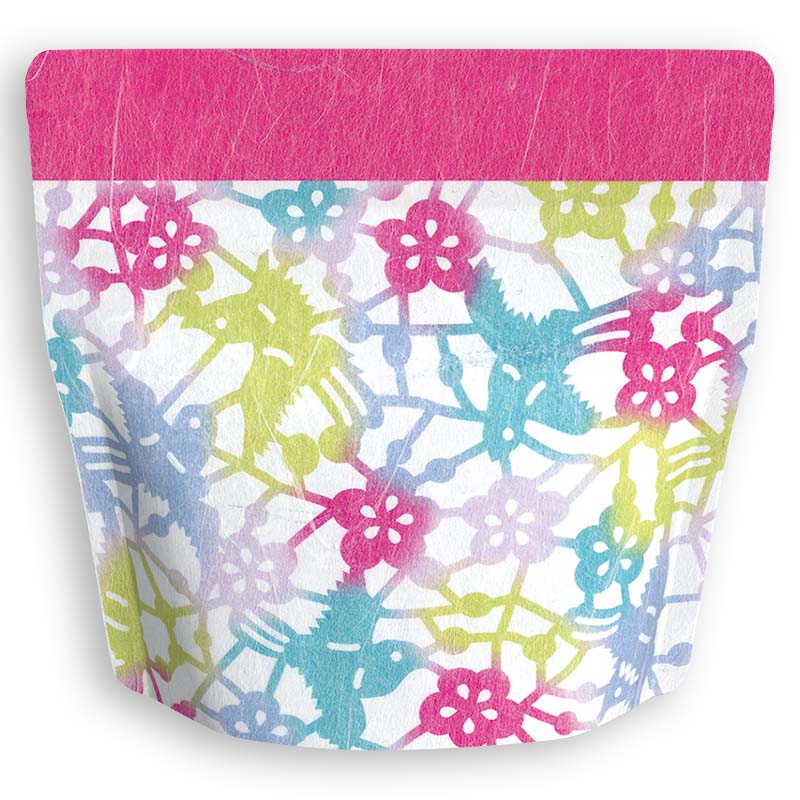 Yoshimura Pack 1314 Resealable Washi Paper Bag Flowers and Birds 花と鳥 - yunomi-jp.pro